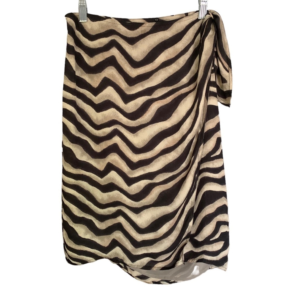 Lauren Ralph Lauren Black and Cream Zebra Midi Skirt